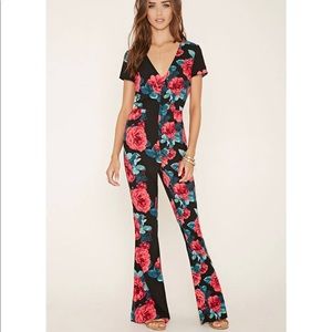 Black Jumpsuit with pink flowers